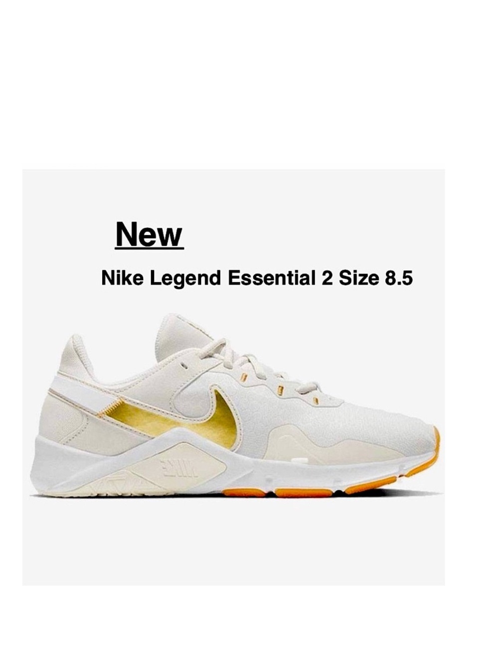 New Nike Legend Essential 2 Womens Sneakers, Platinum Tint/Gold Star 8.5 & box⭐️